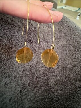 Katia Designs Gold Amber Glass Drop Earrings - 14K Gold-Finish